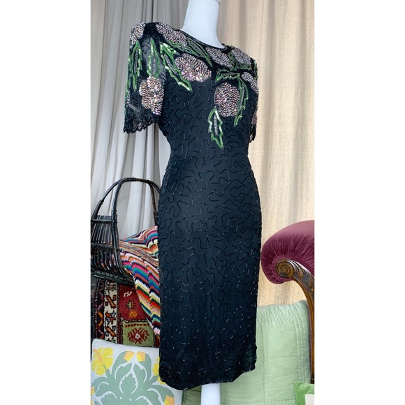 80s Scala Beaded Cocktail Dress - Picture 2 of 13